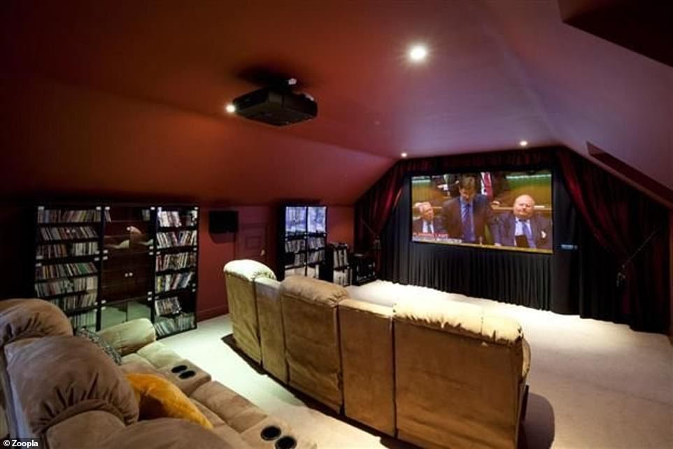 Mr Fetisov also own a £1.6million flat in Chelsea and a £3.45million Moscow dacha. Pictured, an indoor cinema at his Surrey mansion