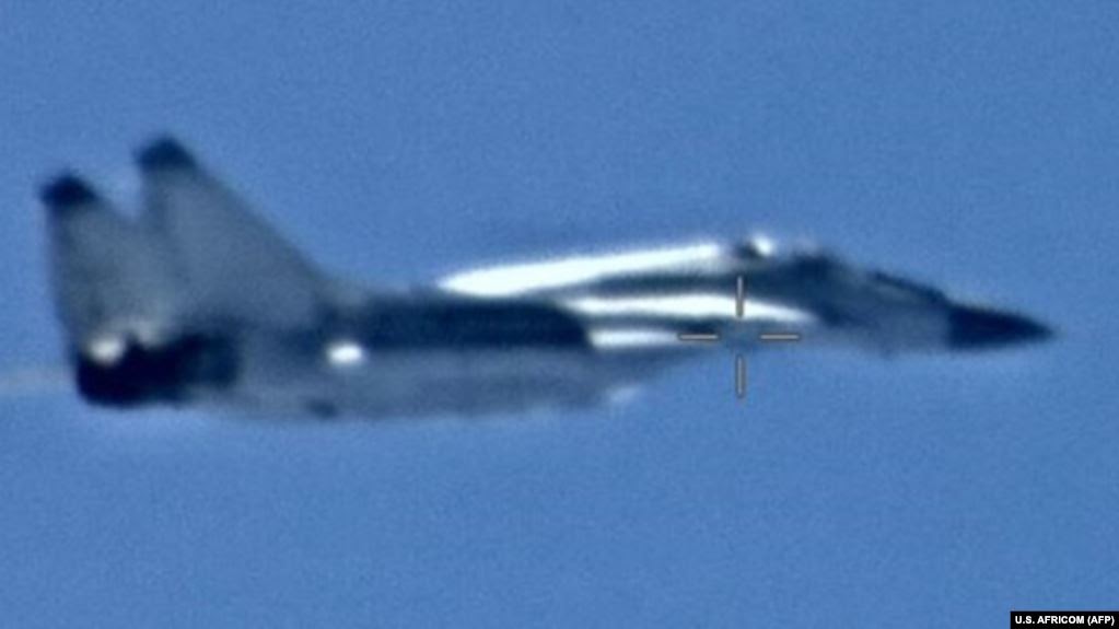A picture released by U.S. AFRICOM on May 26 reportedly shows a Russian Mig-29 Fulcrum jet flying over Libya.