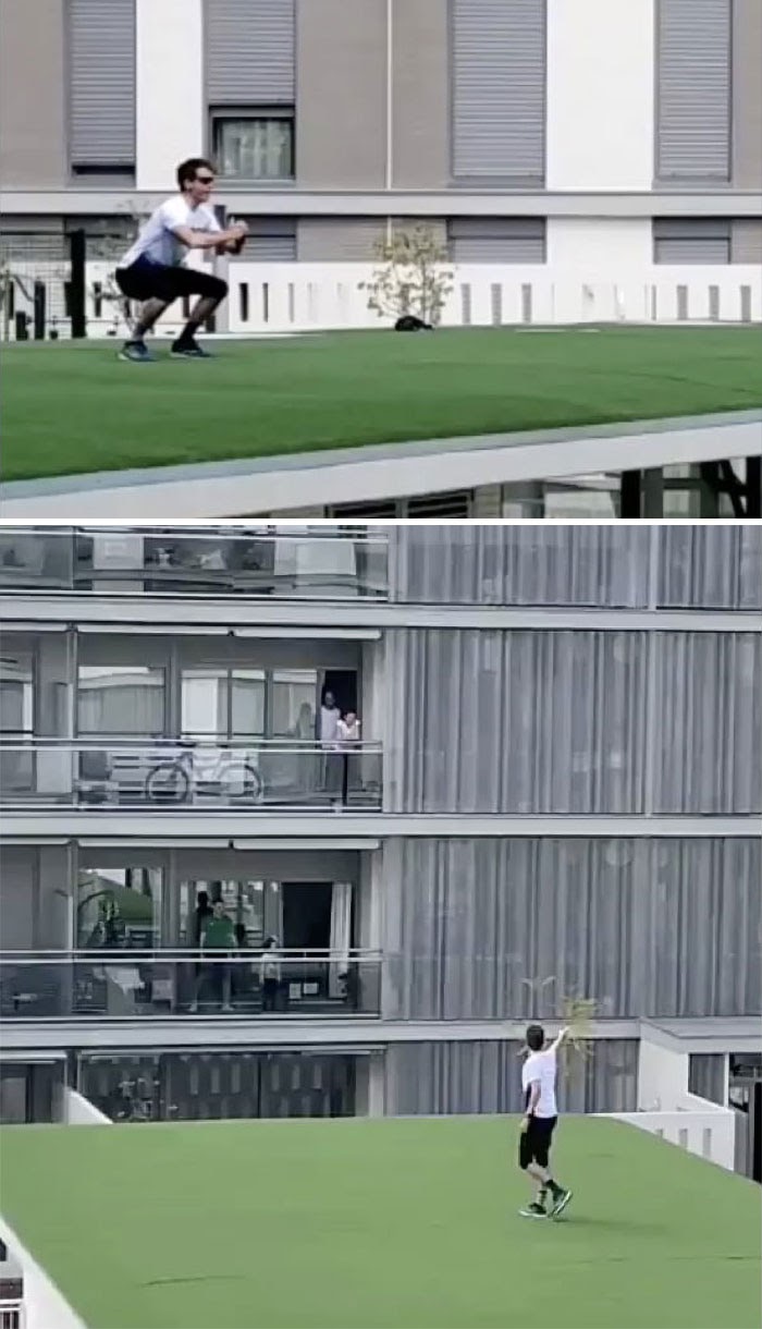 Fitness Trainer Leads Neighbors In Group Workout During Coronavirus Lockdown In Spain