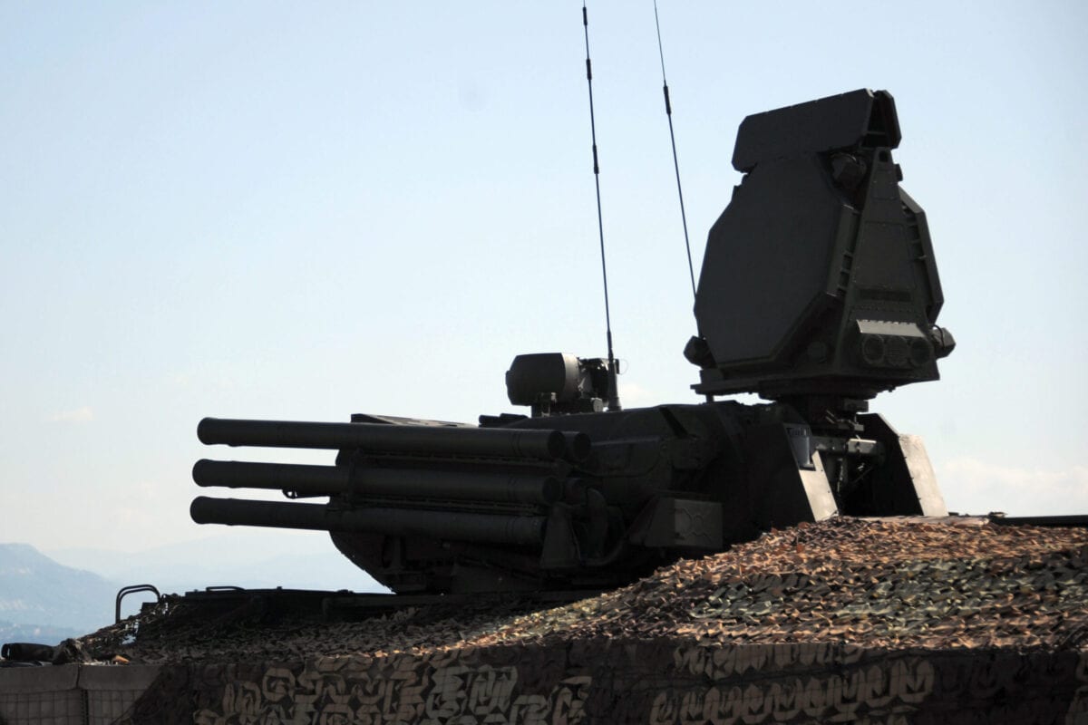 A Russian surface-to-air missile systems Pantsir S-1 is pictured at the Russian military base of Hmeimim, located south-east of the city of Latakia in Hmeimim, Latakia Governorate, Syria, on September 26, 2019. - With military backing from Russia, President Bashar al-Assad's forces have retaken large parts of Syria from rebels and jihadists since 2015, and now control around 60 percent of the country. Russia often refers to troops it deployed in Syria as military advisers even though its forces and warplanes are also directly involved in battles against jihadists and other rebels (Photo by Maxime POPOV / AFP) (Photo credit should read MAXIME POPOV/AFP via Getty Images)