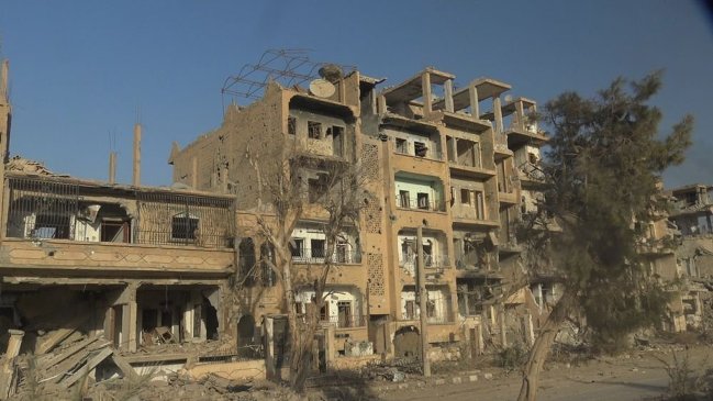 Город в провинции Дейр-эз-Зор, разрушенный террористами ИГИЛ.