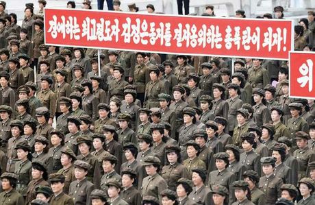 Description: North Korean women gather in Pyongyang on Aug. 14, 2017, to express support for a government statement criticizing U.N. sanctions on the country. (AP)